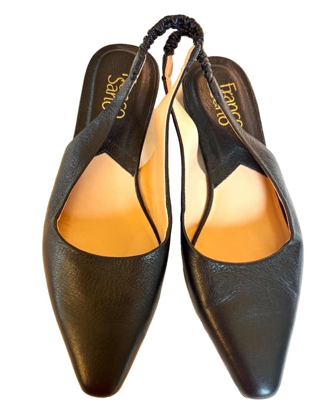 Franco Sarto Black Pointed Slingback leather Flats